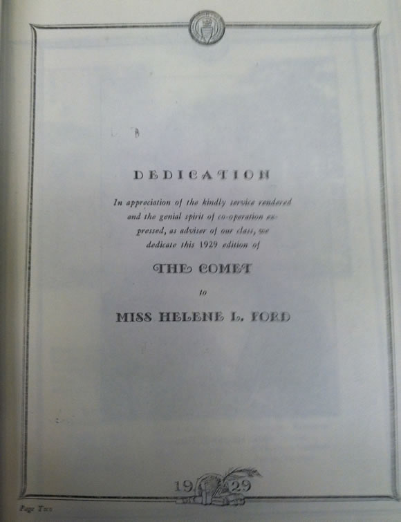 1929 HHS Yearbook Dedication 2